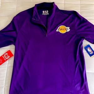Ultra Game NBA Men's Quarter Zip Long Sleeve Pullover T-Shirt Lakers 3/4 zip